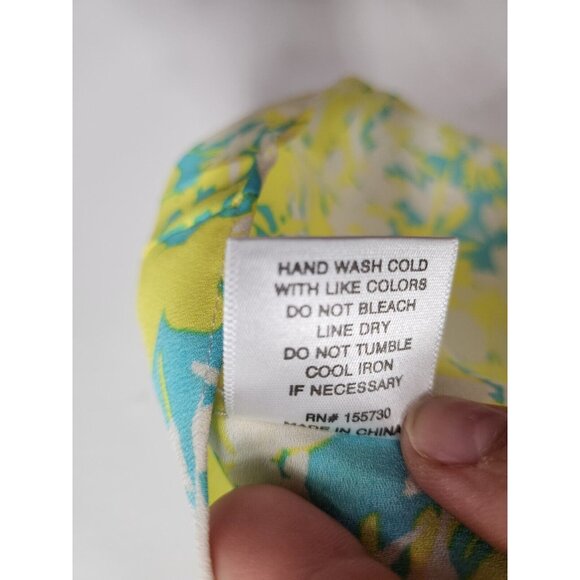 Rose & Olive Womens Blouse Top Medium Yellow Blue Floral Ruffle Sleeveless BOHO - Picture 5 of 8